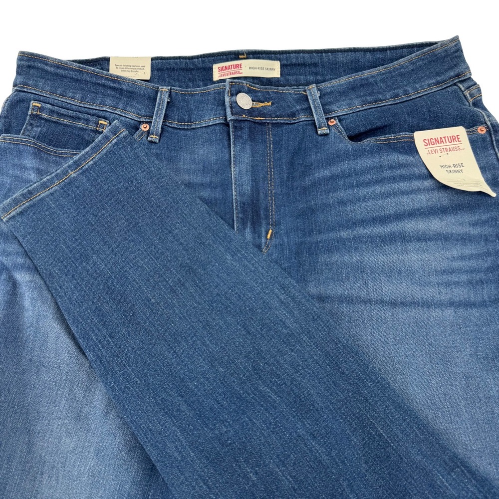 Signature by Levi Strauss Women High Rise Skinny Jeans Medium Wash 16 W33 NWT